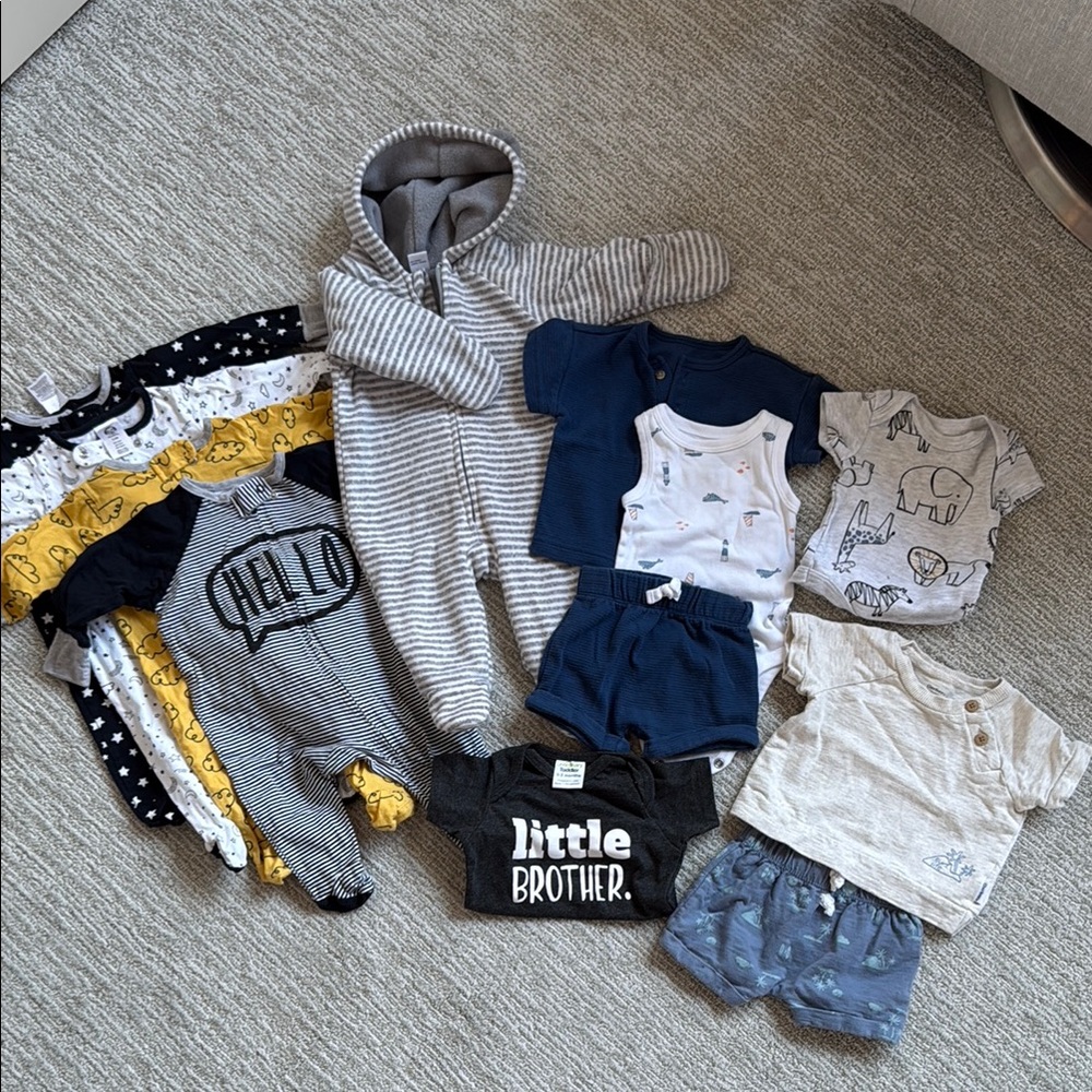 0-3 mos Baby Boy Bundle: Old Navy, Gerber, Carters, Bon Bebe